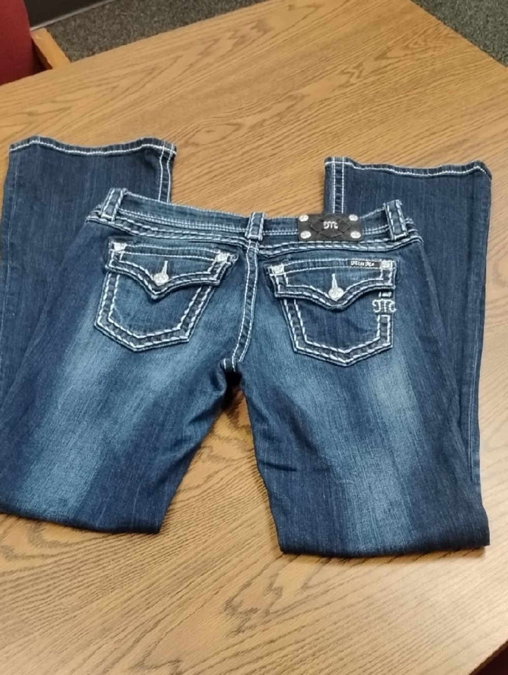 Miss Me Indigo Bootcut Jeans with White Stitching, Sz 30 - Picture 8 of 12